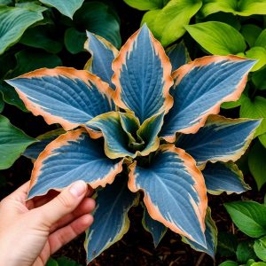 Хоста Океан Вью купить по цене от 960р. в интернет-магазине «Посадика» с доставкой почтой в в Свирске и по всей России – [изображение №1].